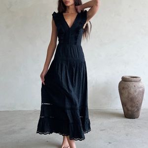 NEW btb Los Angeles Black Maxi Cotton Dress, S